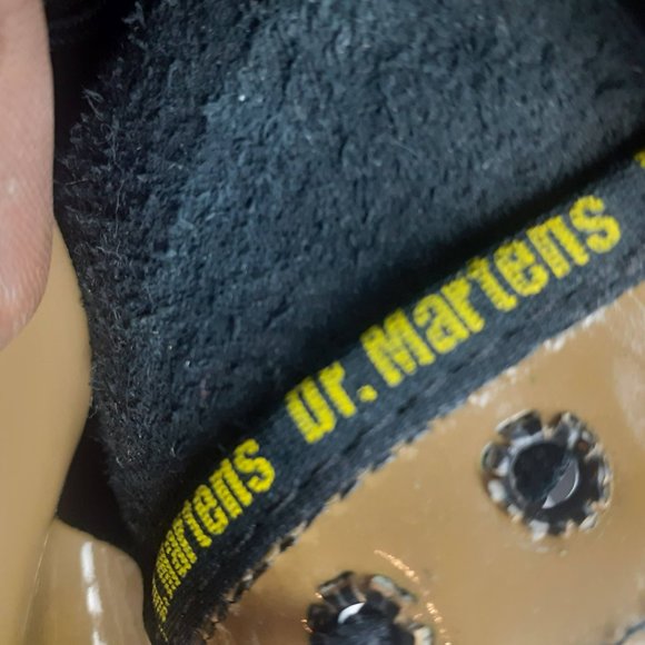 Mustard Yellow Docs, Dr. Martens PATENT LEATHER WATERPROOF Boot Made in England - Picture 4 of 9